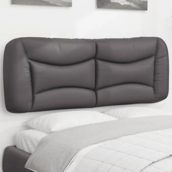 Cabecero de cama acolchado en cuero sintético gris de 140 cm