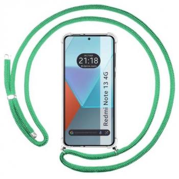 Funda Colgante Transparente Verde Agua para Xiaomi Redmi Note 13 4G con Cordón