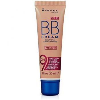 Rimmel London BB Cream, 9-in-1 Lightweight Formula with Brightening Effect and SPF 15 Formula, Medium, 30 ml