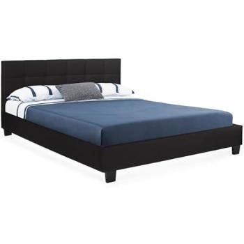 Cama Doble Charlotte con Somier 140x190cm PVC Negro