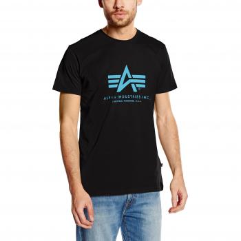 Alpha Industries Basic Short Sleeve T-Shirt for Men - Black/Blue, S to XXL