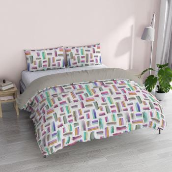 Juego de funda nórdica fantasy multicolor de microfibra para cama doble pequeña