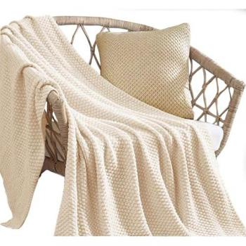Manta Plaid 100% Algodón Suave Hipoalergénica y Anti-Pilling, Colcha Multiuso para Sofá Cama Cuna, Fabricada en España - 170x210cm
