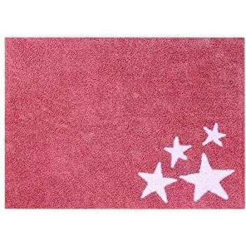 Happy Decor Kids -Alfombra Lavable Four Stars 100% Algodón Natural -Rosa- 120x160 cm