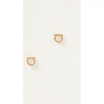 Ferragamo Gold Gancini Brass Earrings - One Size Female