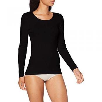 Damart T-Shirt Manches Longues Fine Cote Camiseta, Negro, S para Mujer