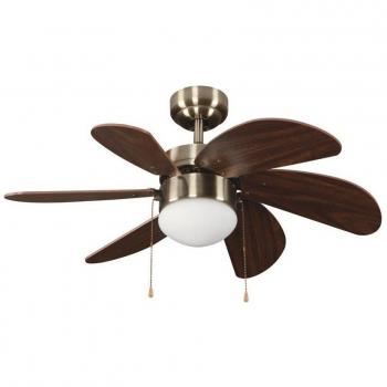 Ventilador de techo AC Tabit 1xE27 para estancias pequeñas de acero y difusor de cristal