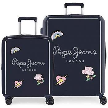 Pepe Jeans emi Juego de Maletas Azul 55/70 cms Rígida ABS Cierre TSA 119.5L 4 Ruedas Equipaje de Mano