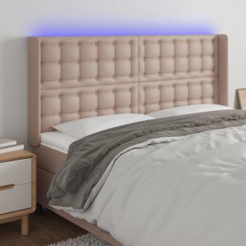 Cabecero con LED de Cuero Sintético Capuchino 183x16x118/128 cm