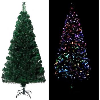 Árbol de Navidad Artificial con soporte verde 150 cm fibra óptica