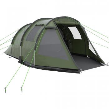 Outsunny Tienda de Campaña de Túnel para 3-4 Personas Impermeable PU2000 mm Protección UV30+ con Ventanas y Bolsa de Transporte 475x264x172 cm Verde