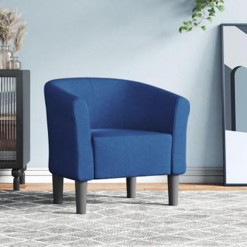 Sillón Cabriolet Azul en Tela con estructura de madera, tapizado en tela suave, diseño elegante y moderno, patas de madera resistentes, ideal para sala de estar o dormitorio