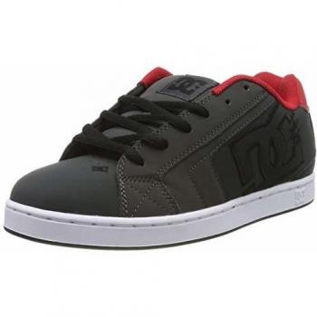 DC Shoes (DCSHI) Net-Low-Top Shoes for Men, Zapatillas de Skateboard para Hombre, Grey/Dark Red, 41 EU