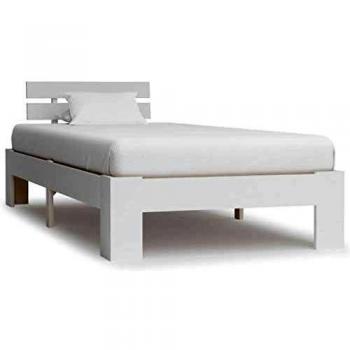 vidaXL Madera Maciza Pino Estructura Cama Somier Mobiliario Casa Clásica Práctica Cómoda Moderna Robusta y Duradera Sin Colchón Blanca 100x200cm