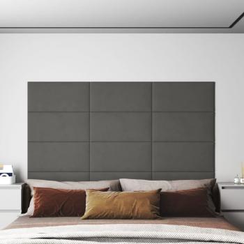 Paneles de pared 12 piezas Gris oscuro 60x30 cm en terciopelo 2,16 m²