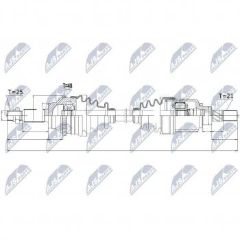 Árbol de transmisión NTY NPW-RE-052, compatible y de alta resistencia
