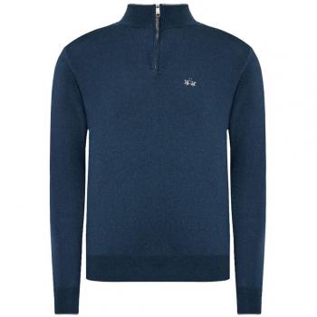 La Martina Blue Acrylic Half-Zip Sweater - XXL