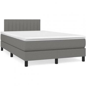 Cama box spring con colchón tela gris oscuro 120x190 cm