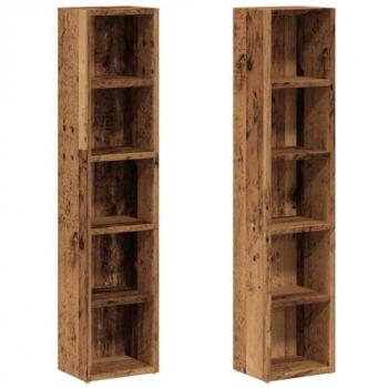 Estanterías para CD 2 uds madera envejecida 21x16x93,5 cm