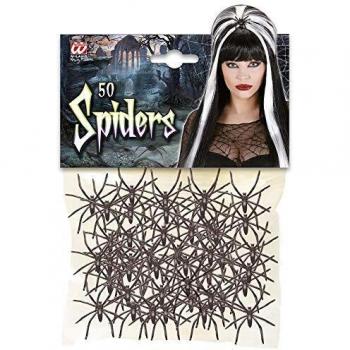 Set de 50 Arañas Negras para Decoración de Mesa - Halloween y Fiestas Temáticas