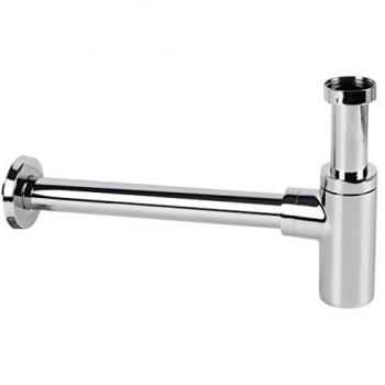 Sifón de Botella Extensible Cromado Cilíndrico con Salida Horizontal de 330 mm y Ø32 mm