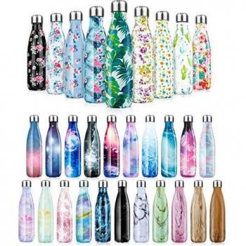 Botella de Agua de acero inoxidable sin BPA-500/750/1000 ml Botella Termica aisladas al vacío Botella de doble pared reutilizable Mantiene bebidas 24h frías y 12h Calientes para Viaje, Deporte