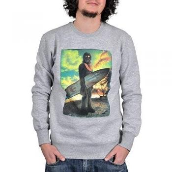 Star Wars - Sudadera con motivo de Chewbacca Wookie Surfer - Manga larga - Licencia oficial - Gris - L