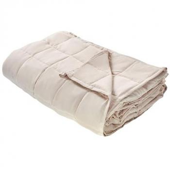 Manta pesada rectangular 4 kg 100 x 150 cm tejido de poliéster acolchado relleno de perlas de vidrio beige Nereid