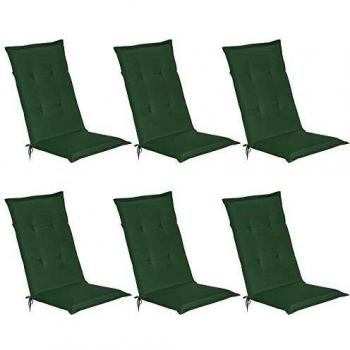 Set de 6 Cojines para Sillas Tumbonas con Respaldo Alto 120x50x6 cm Verde Oscuro