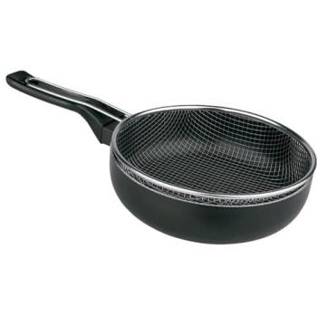 Sartén de Inducción Antiadherente Tradineur con Cestillo Freidor y Mango de Silicona - Ø 28 cm, Apta para Gas, Electricidad y Vitrocerámica