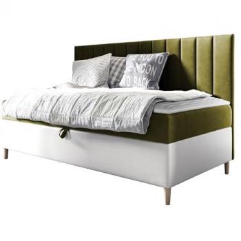 Cama Continental Baltimore 165 con Somier y Cuero Ecológico, 202 x 98 x 115 cm, Individual, Color Verde