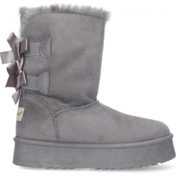 Botas australianas altas de plataforma con lazos para mujer color gris PUNTOSALAO