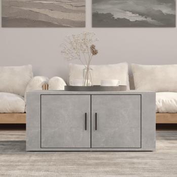 Mesa de centro de sala de estar en hormigón gris y madera multicapa, dimensiones 80x50x36 cm