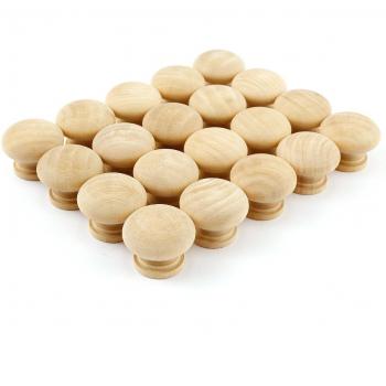 CLE DE TOUS - 20pcs Pomo de madera Tiradores para puertas Cajones Armario Mueble librería Natural Wooden Knobs
