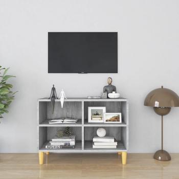 Mueble de TV patas madera maciza gris Sonoma 69,5x30x50 cm