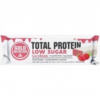 Barrita proteica GoldNutrition Total Protein Low Sugar sabor fresa chocolate 30 g