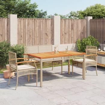 vidaXL 4 Piece Garden Dining Set with Cushions Beige Poly Rattan