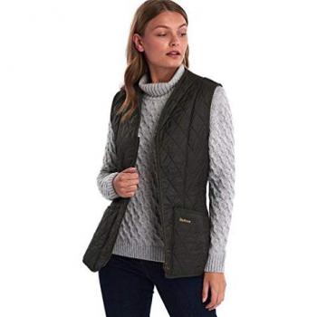 Barbour Women's Olive Green Fleece Liner Vest with Pockets, Size M