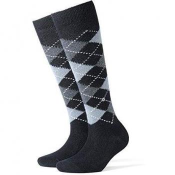 Burlington Ladies Whitby Extra Soft Argyle Knee High Socks - Navy/Pale Blue, Size 3.5-7