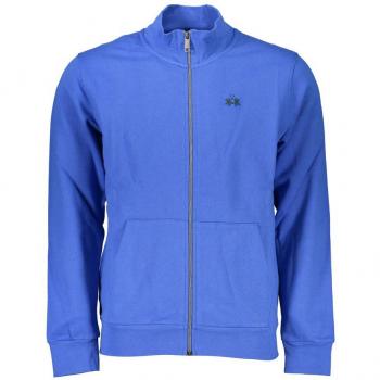 La Martina Elegant Blue Fleece Sweatshirt with Embroidery - M