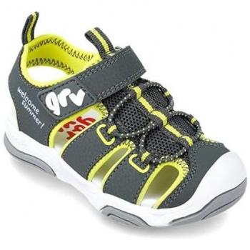 Sandalias Cangrejeras Cerradas Garvalín para Niños con Cierre de Cordón y Adherente, Color Gris y Verde, Perfectas para Actividades en Agua - Talla 34