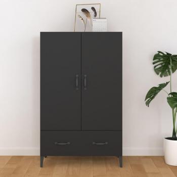 Aparador de madera contrachapada negro 70x31x115 cm, Mueble de Almacenaje de Salón, Buffet para salón Moderno, Armario Auxiliar, Armario de Almacenamiento