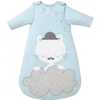 VERTBAUDET Saquito con mangas desmontables tema Gatito Azul 85