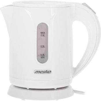 Hervidor Eléctrico Inalámbrico Mesko MS1376, 0,8 L, 1600W, Apagado Automático, Sin BPA, Filtro y Base 360º, Blanco