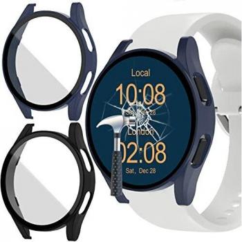 Jvchengxi [2 Piezas] Mate Funda para Samsung Galaxy Watch 4 40mm Protector Pantalla, PC Duro Carcasa Protectora Antiarañazos Vidrio Templado Estuche para Galaxy Watch 4 40mm