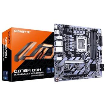 Placa Base Gigabyte Q870M D3H LGA1851 mATX, Soporte DDR5 hasta 9066MHz, 4xDDR4, 3xM.2, VRM 4+1+2