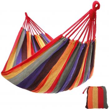 SONGMICS Hamaca Colgante Tejido Polialgodón Relajar en Jardín Camping 210 x 150 cm Carga de 300 kg Colorido GDC210