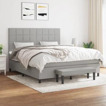 Cama box spring con colchón gris claro 180x200 cm