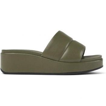 Sandalias de cuña Camper Misia K201507 verde kaki mujer - 39, piel lisa
