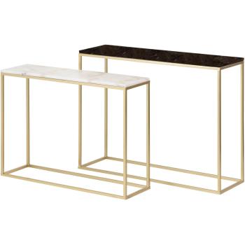 Set de 2 Consolas de Metal y Mármol Dorado 100x30x75cm y 91x26x66cm